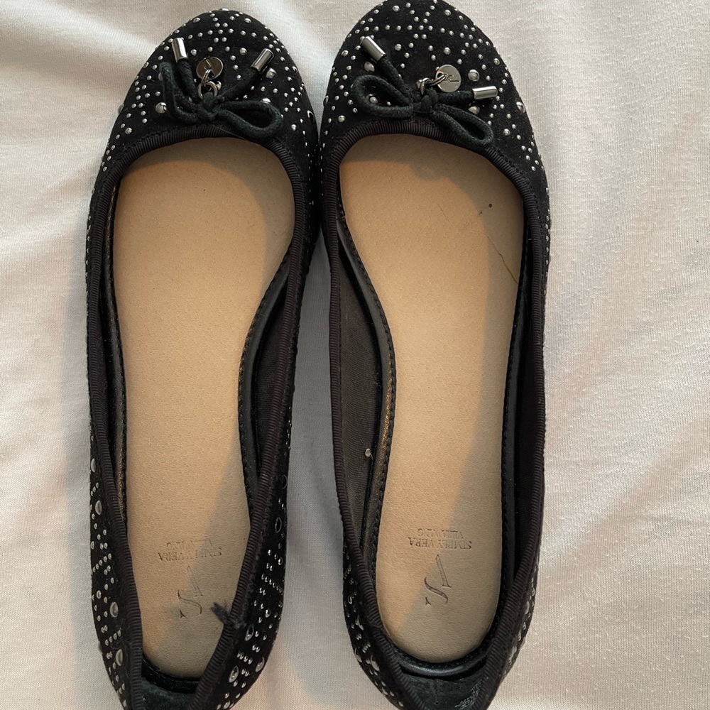 Black suede flats